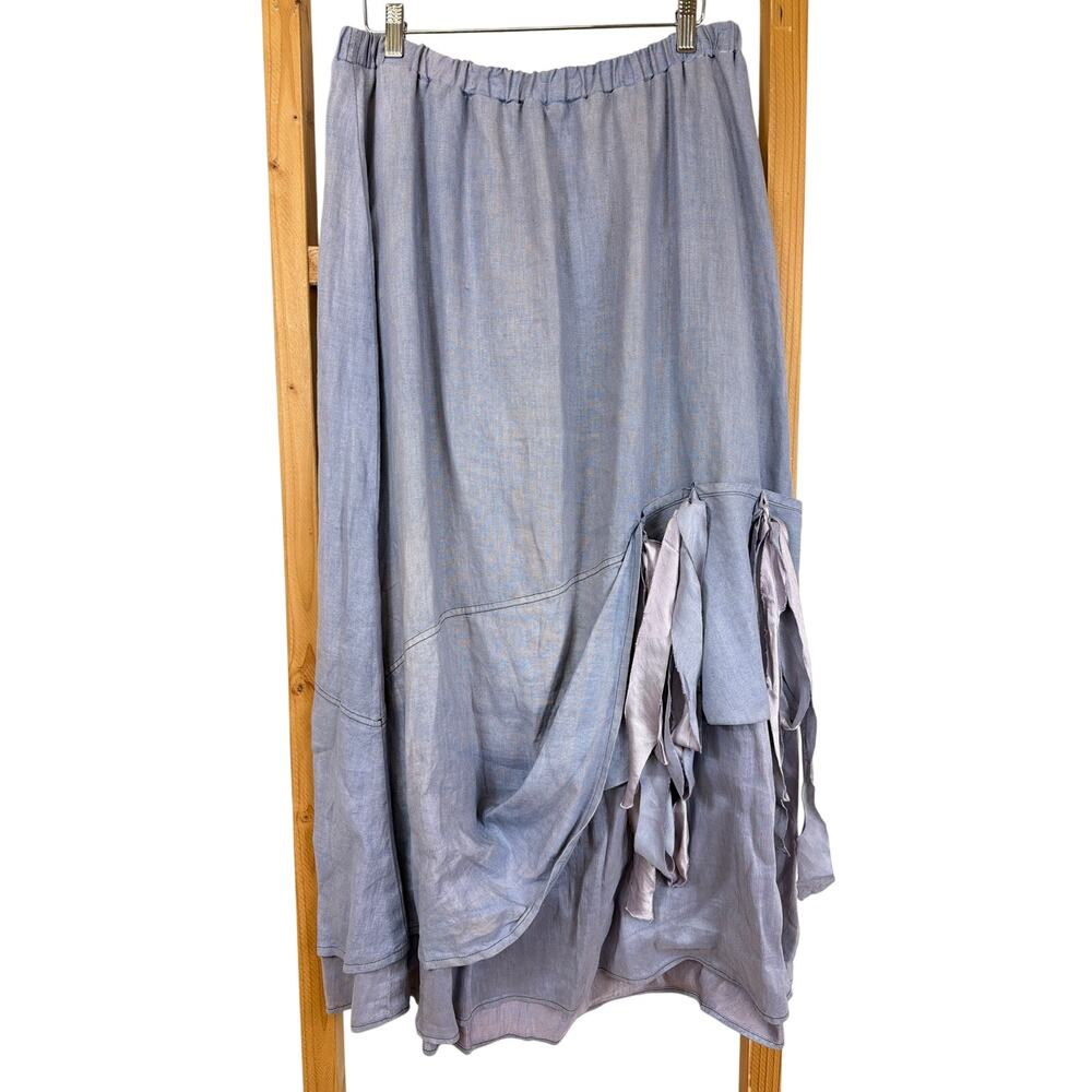 Cynthia Ashby Purple Stretch Waist Layered Ruffled Maxi Skirt Size M L ONE SIZE